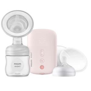 imagePhilips AVENT Double Electric Breast Pump Advanced with Natural Motion Technology with Clear Natural Response Baby Bottles White Pump Gray Bag Pouch and Belt SCF39462Single Electric Breast Pump