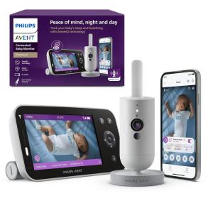 imagePhilips Avent Premium Connected Baby Monitor with 1080p Camera and App SenseIQ Sleep and Breathing Rate Tracking Cry Detection and Translation Day and Night View Twoway True Talk Back SCD97337