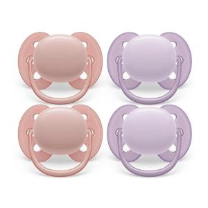 imagePhilips Avent Ultra Soft Pacifier  4 x Soft and Flexible Baby Pacifiers for Babies Aged 06 Months BPA Free with Sterilizer Carry Case SCF09123lychee  fresh lilac