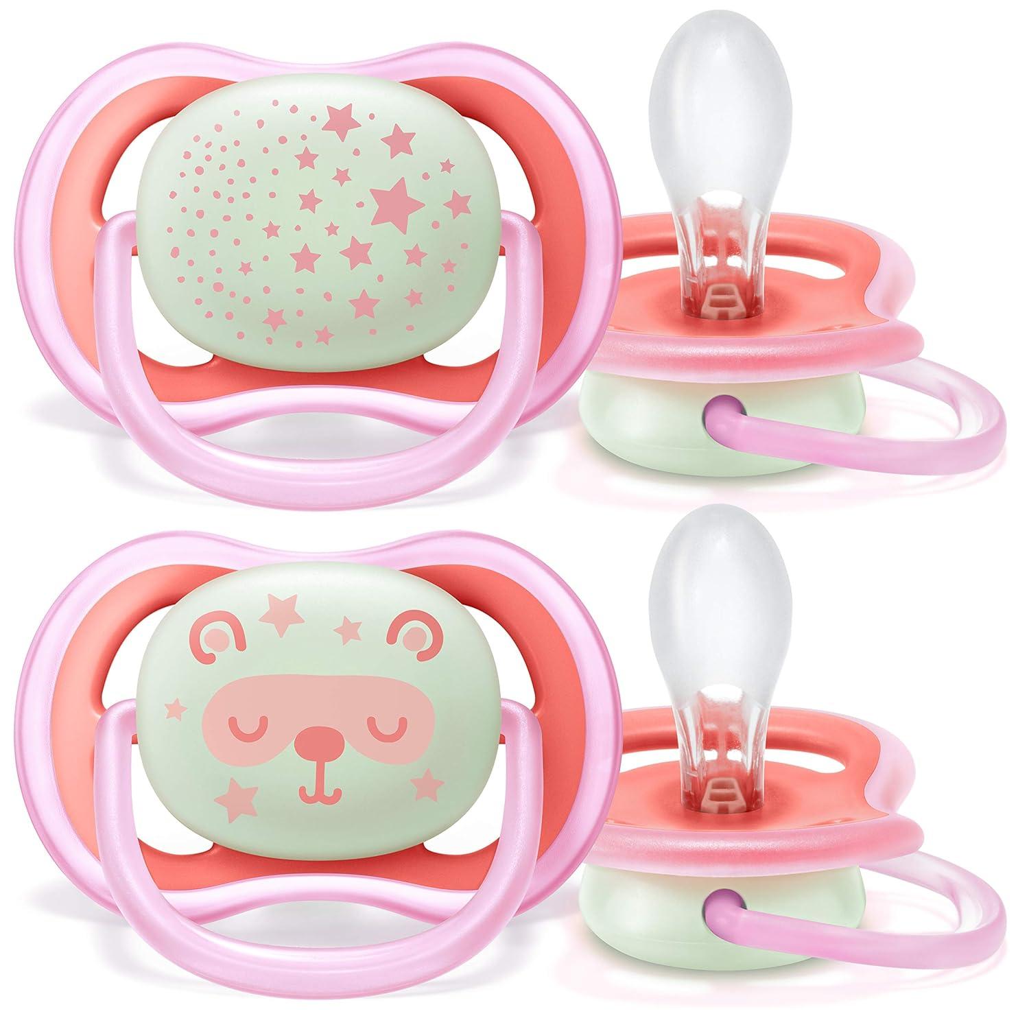 imagePhilips AVENT Ultra Air Nighttime 618 Months Pacifier Pink Pack of 4 SCF37644