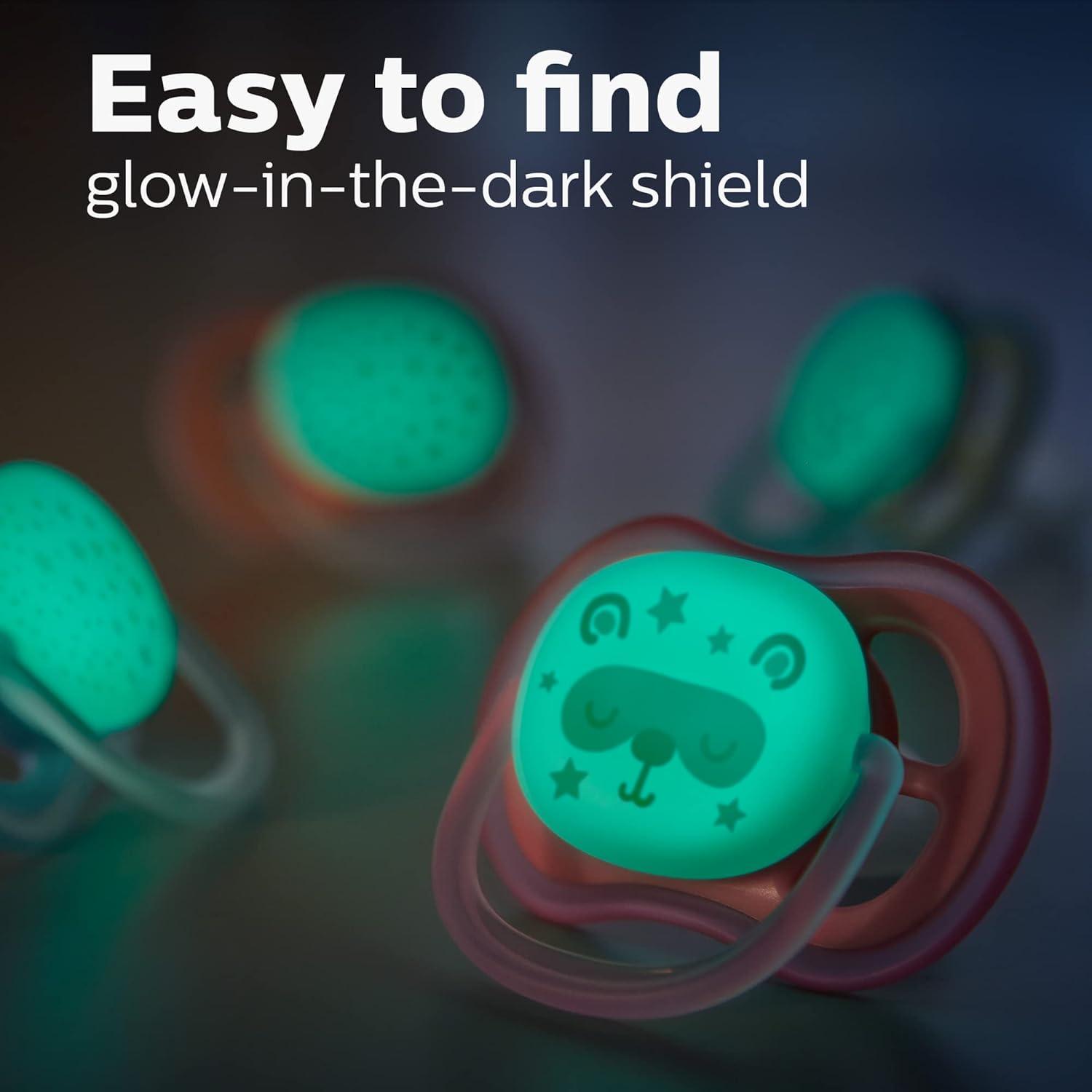 imagePhilips AVENT Ultra Air Nighttime 618 Months Pacifier Pink Pack of 4 SCF37644