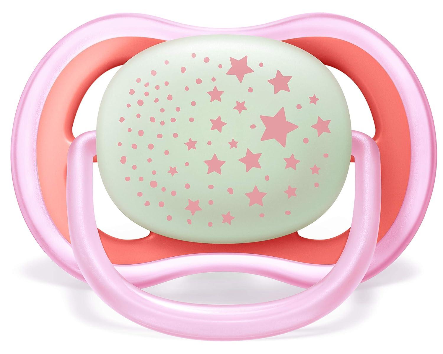 imagePhilips AVENT Ultra Air Nighttime 618 Months Pacifier Pink Pack of 4 SCF37644