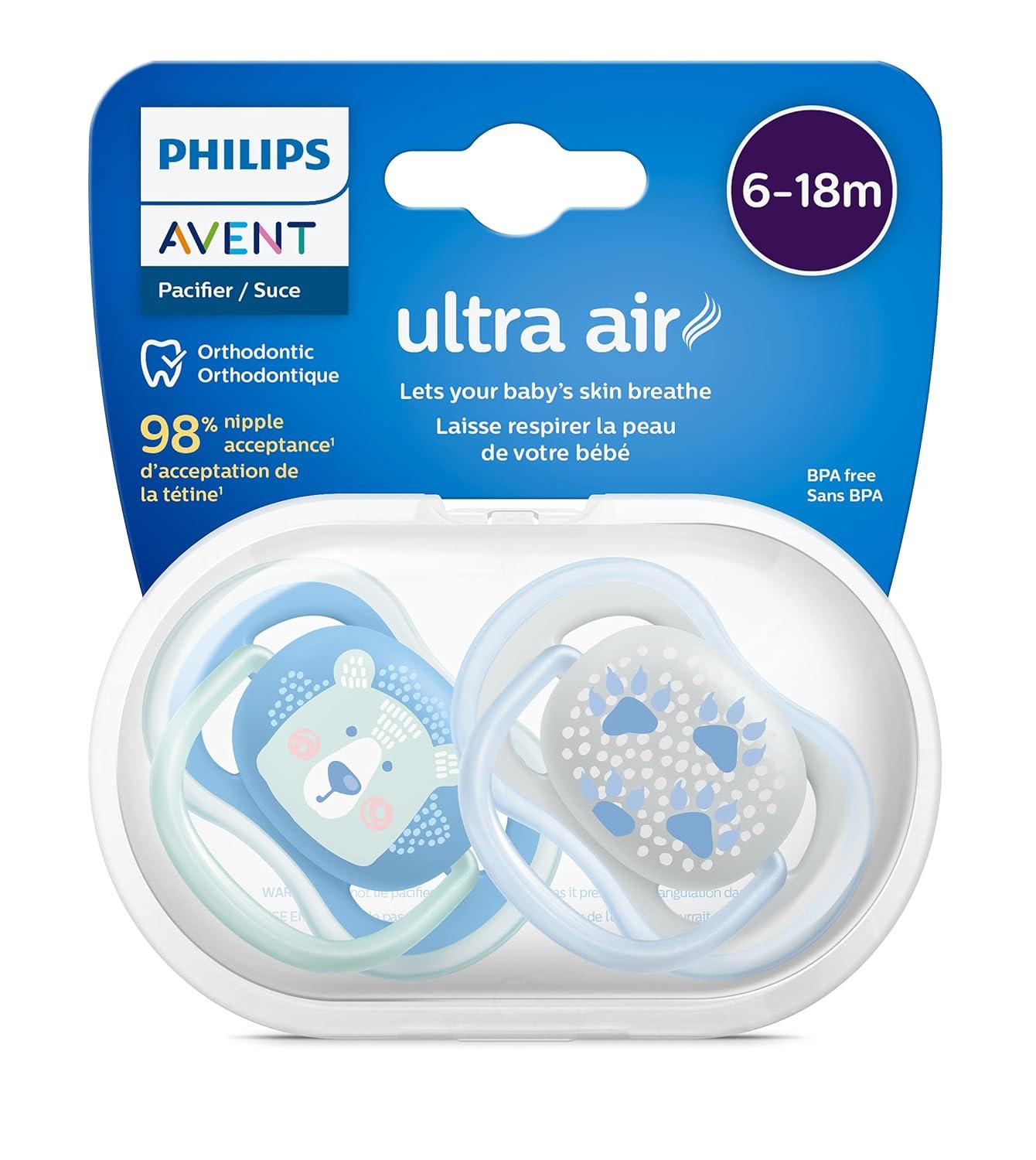 imagePhilips AVENT Ultra Air Pacifier 618 Months Bearpaw 4 Pack SCF085094 Count Pack of 1
