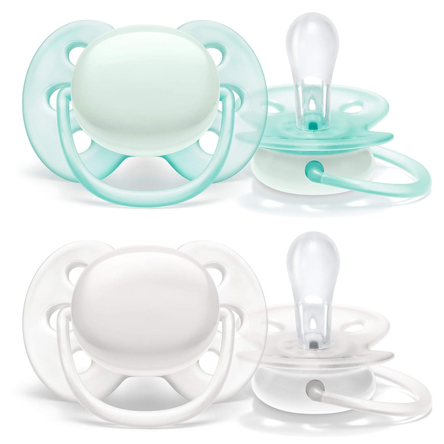 imagePhilips AVENT Ultra Soft Pacifier 06 Months Dreams and Happy Designs 4 Pack WhiteGreen SCF22243WhiteGreen