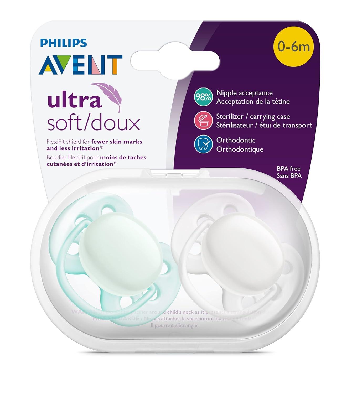 imagePhilips AVENT Ultra Soft Pacifier 06 Months Dreams and Happy Designs 4 Pack WhiteGreen SCF22243WhiteGreen