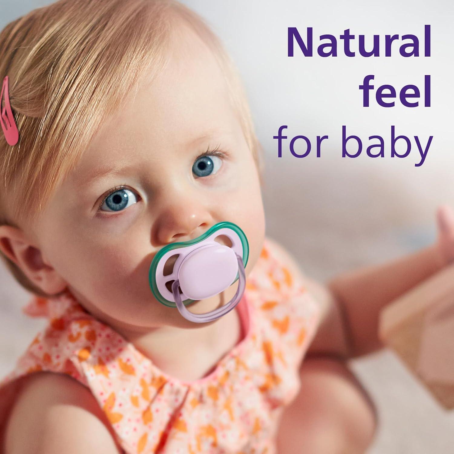 imagePhilips Avent Ultra Air Pacifier  4 x Light Breathable Baby Pacifiers for Babies Aged 06 Months BPA Free with Sterilizer Carry Case SCF08551Fresh Lilac  Pastel Green