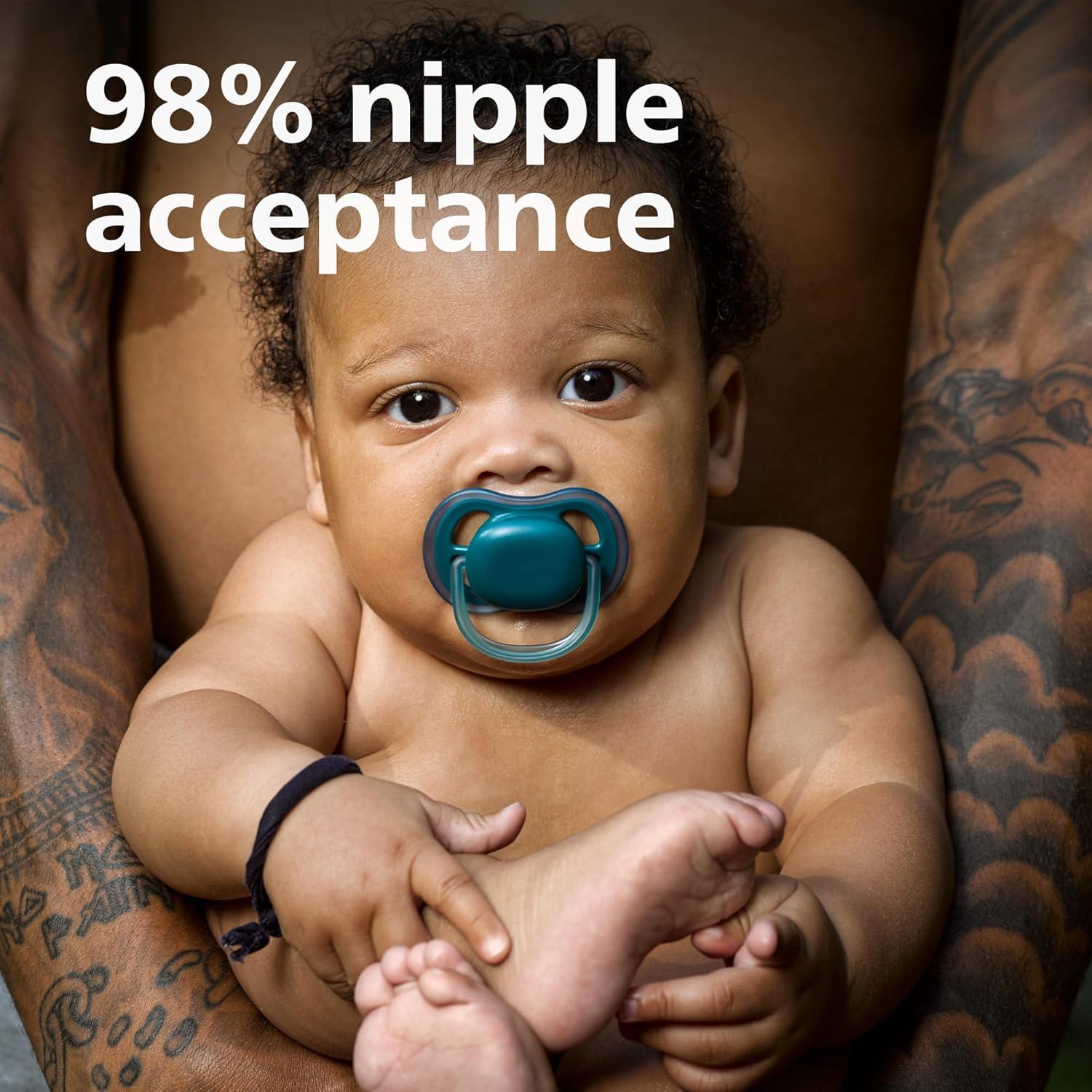 imagePhilips Avent Ultra Air Pacifier  4 x Light Breathable Baby Pacifiers for Babies Aged 06 Months BPA Free with Sterilizer Carry Case SCF08551Lilac Sun  Green Rainbow