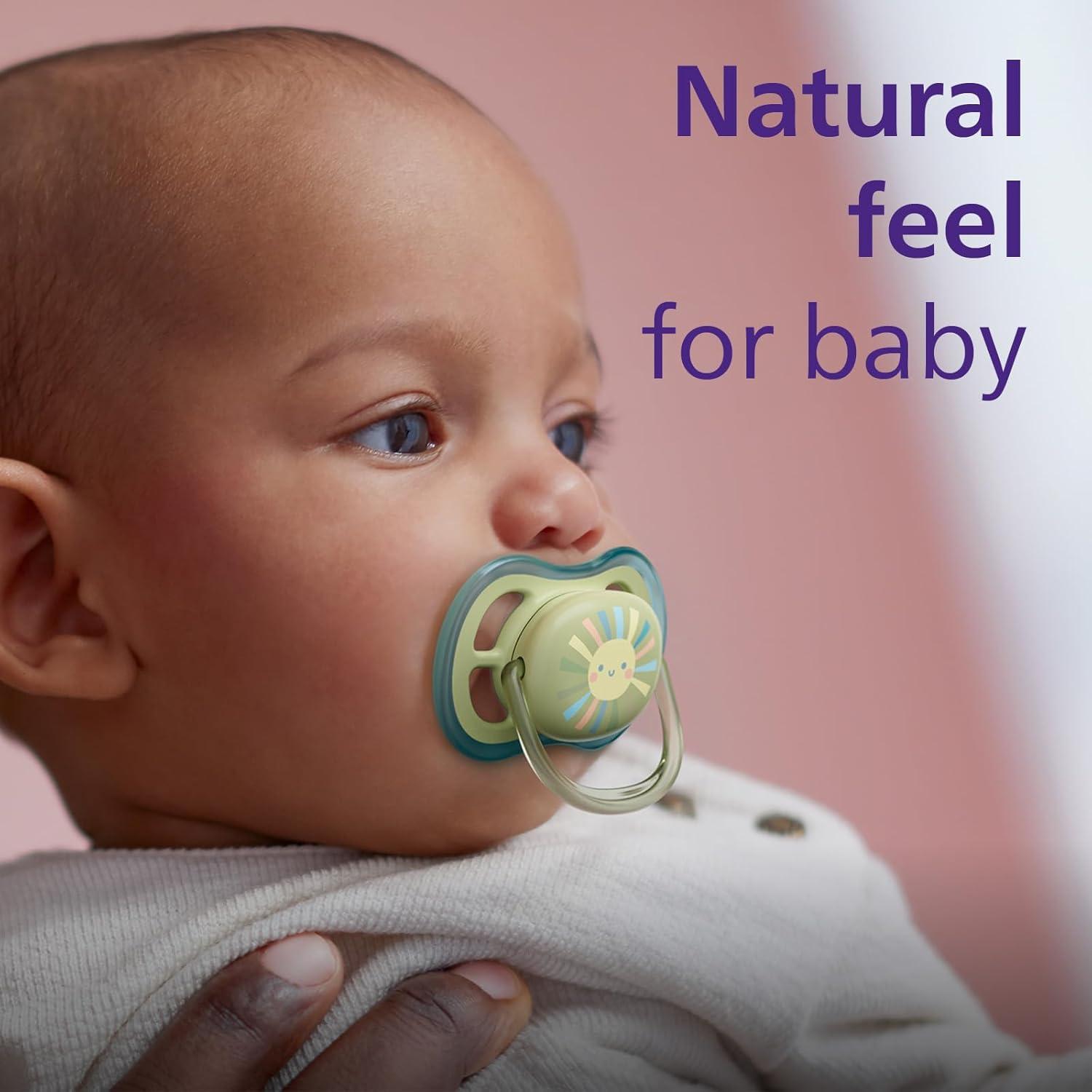 imagePhilips Avent Ultra Air Pacifier  4 x Light Breathable Baby Pacifiers for Babies Aged 06 Months BPA Free with Sterilizer Carry Case SCF08551Smiling Sun  Blue Rainbow