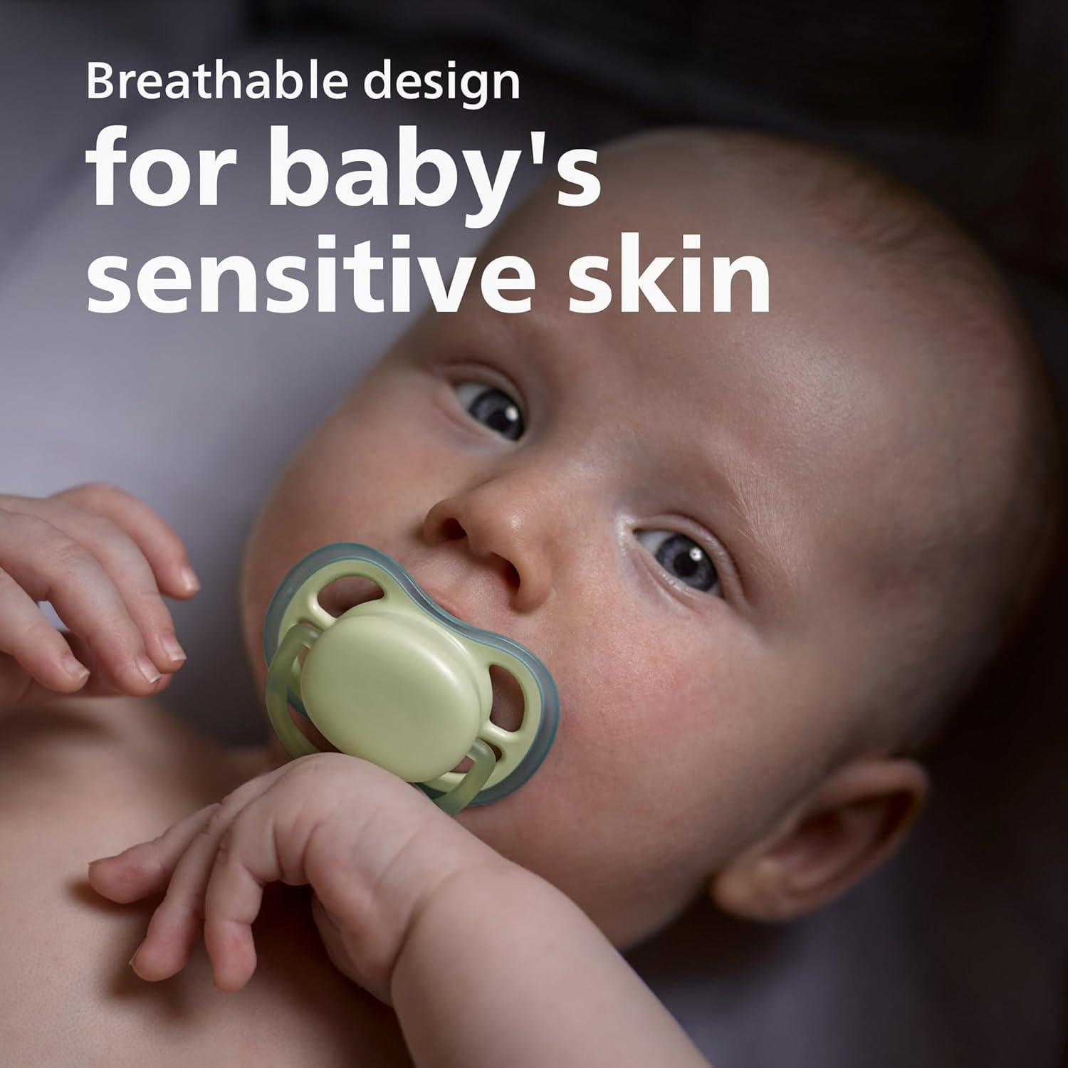 imagePhilips Avent Ultra Air Pacifier  4 x Light Breathable Baby Pacifiers for Babies Aged 06 Months BPA Free with Sterilizer Carry Case SCF08551Smiling Sun  Blue Rainbow