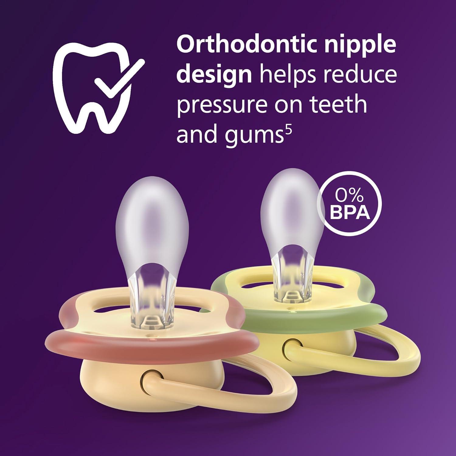 imagePhilips Avent Ultra Air Pacifier  4 x Light Breathable Baby Pacifiers for Babies Aged 06 Months BPA Free with Sterilizer Carry Case SCF08551beige