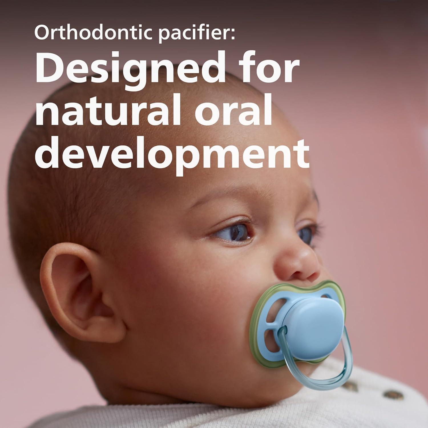 imagePhilips Avent Ultra Air Pacifier  4 x Light Breathable Baby Pacifiers for Babies Aged 06 Months BPA Free with Sterilizer Carry Case SCF08551pastel green  celestial blue