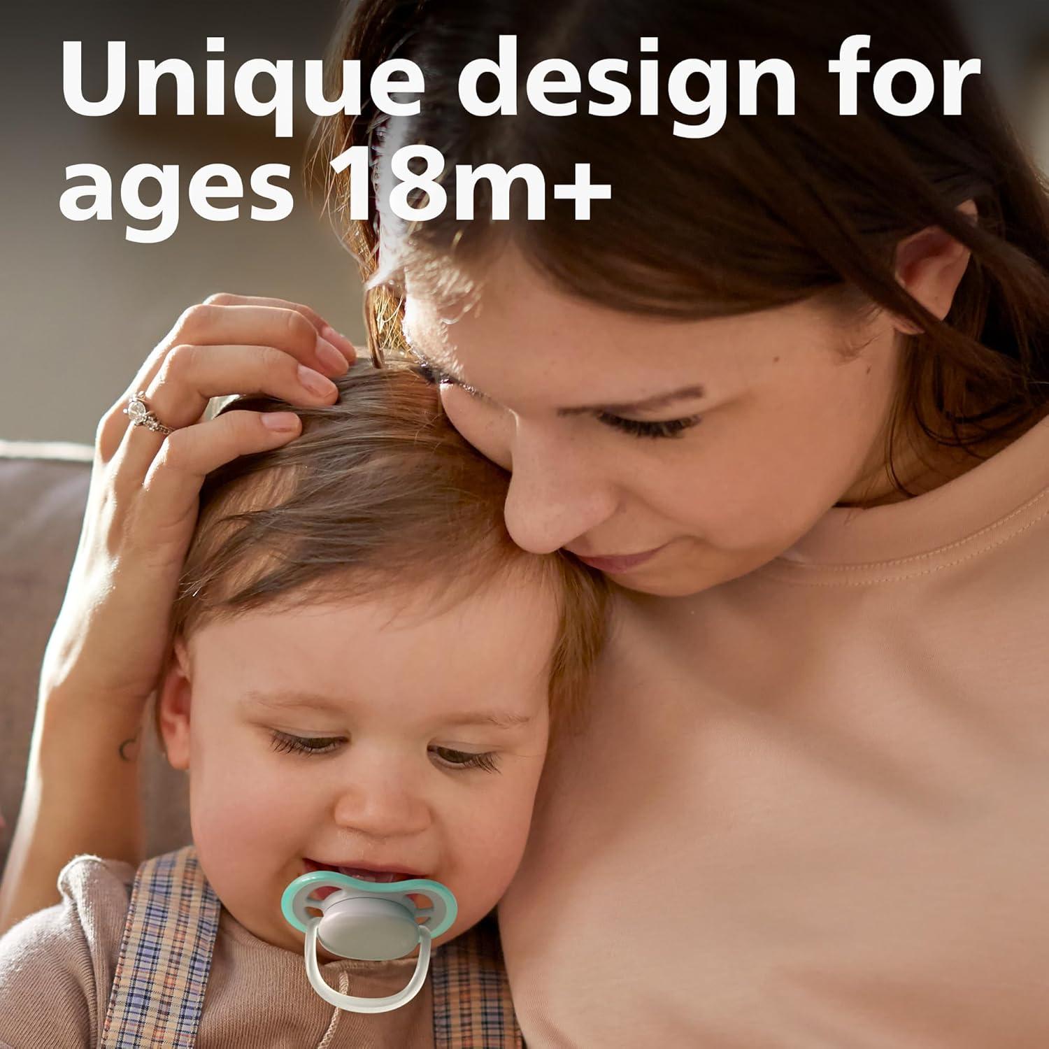 imagePhilips Avent Ultra Air Pacifier  4 x Light Breathable Baby Pacifiers for Babies Aged 18 Months Plus BPA Free with Sterilizer Carry Case Model SCF34925Opal Elephant  Blue Hello