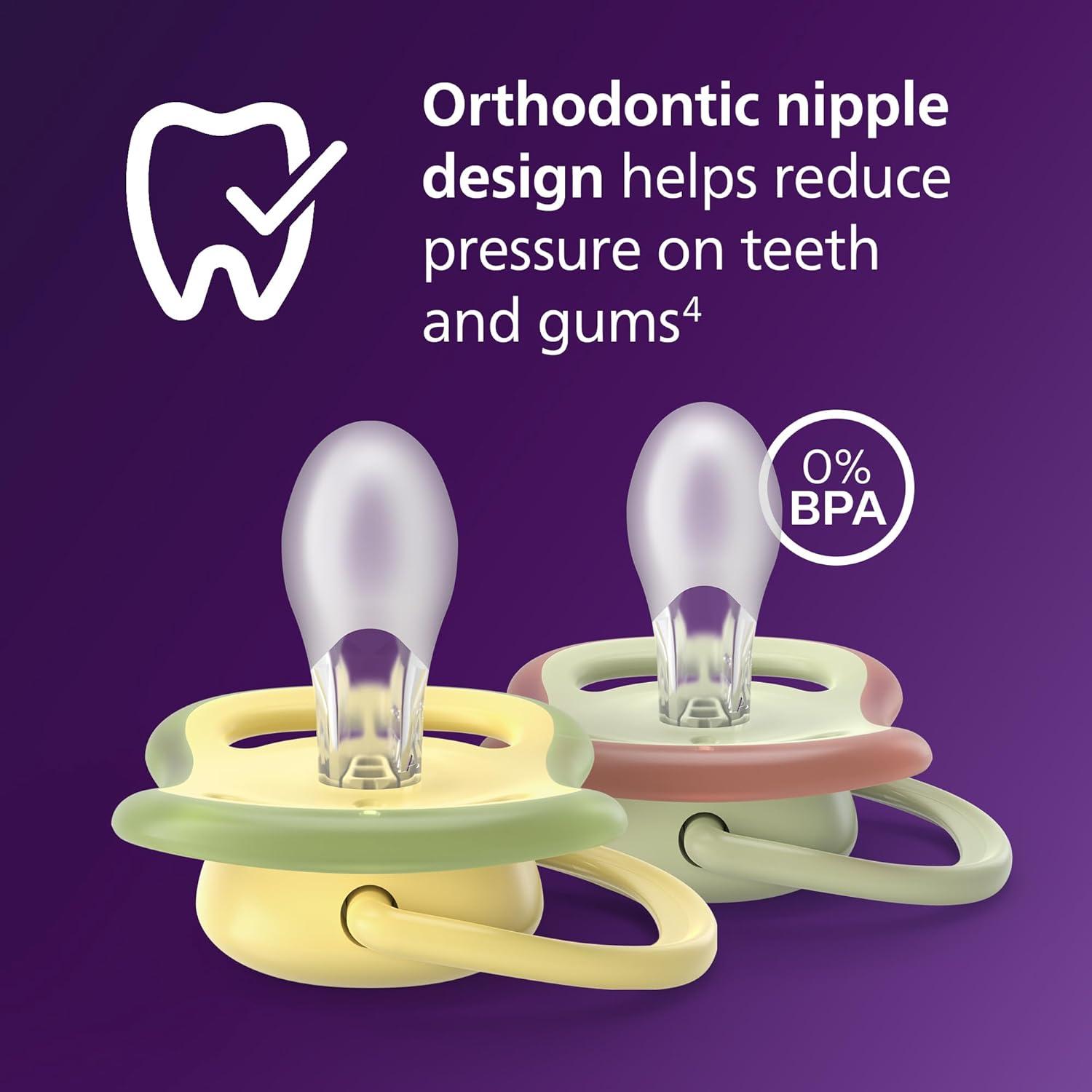 imagePhilips Avent Ultra Air Pacifier  4 x Light Breathable Baby Pacifiers for Babies Aged 18 Months Plus BPA Free with Sterilizer Carry Case Model SCF34925beige