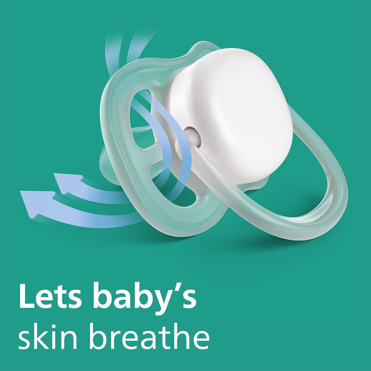 imagePhilips Avent Ultra Air Pacifier  4 x Light Breathable Baby Pacifiers for Babies Aged 18 Months Plus BPA Free with Sterilizer Carry Case Model SCF34925Steel Blue Elephant  Pink Hello