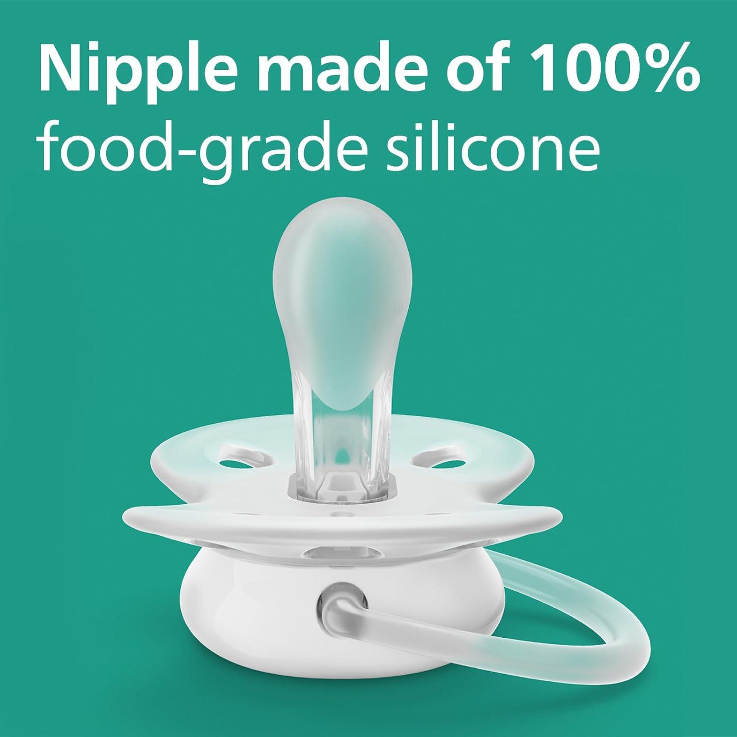 imagePhilips Avent Ultra Soft Pacifiers  Orthodontic Design for Babies 618 Months Flexible Shield Silicone Symmetrical Nipple BPAFree 2 Sterilizing Cases 4 Pack SCF09151Violet Puppy  Orange Leaves