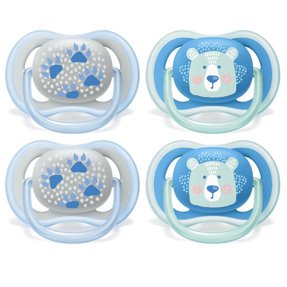 imagePhilips AVENT Ultra Air Pacifier 618 Months Bearpaw 4 Pack SCF085094 Count Pack of 1