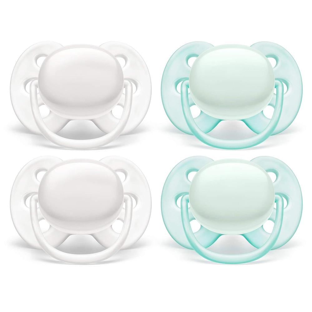 imagePhilips AVENT Ultra Soft Pacifier 06 Months Dreams and Happy Designs 4 Pack WhiteGreen SCF22243WhiteGreen