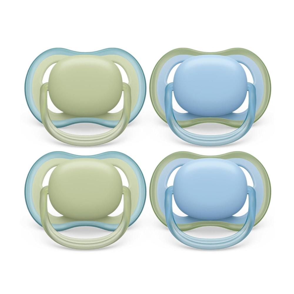 imagePhilips Avent Ultra Air Pacifier  4 x Light Breathable Baby Pacifiers for Babies Aged 06 Months BPA Free with Sterilizer Carry Case SCF08551pastel green  celestial blue