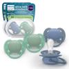 imagePhilips Avent Ultra Soft Pacifiers  Orthodontic Design for Babies 618 Months Flexible Shield Silicone Symmetrical Nipple BPAFree 2 Sterilizing Cases 4 Pack SCF09151blue