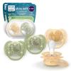 imagePhilips Avent Ultra Soft Pacifiers  Orthodontic Design for Babies 618 Months Flexible Shield Silicone Symmetrical Nipple BPAFree 2 Sterilizing Cases 4 Pack SCF09151beige