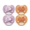 imagePhilips Avent Ultra Soft Pacifiers  Orthodontic Design for Babies 618 Months Flexible Shield Silicone Symmetrical Nipple BPAFree 2 Sterilizing Cases 4 Pack SCF09151Violet Puppy  Orange Leaves