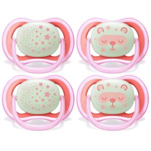 imagePhilips AVENT Ultra Air Nighttime 618 Months Pacifier Pink Pack of 4 SCF37644