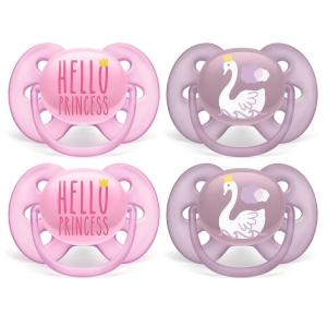 imagePhilips AVENT Ultra Soft Pacifier 06 Months Dreams and Happy Designs 4 Pack WhiteGreen SCF22243PrincessSwans