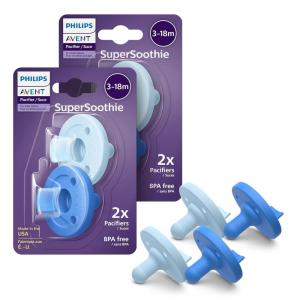 imagePhilips Avent Soothie Orthodontic Baby Pacifiers 100 Silicone Pacifiers One Piece BPAFree for Babies 318 Months Green 4 Pack Model SCF19245Sky BlueLight Blue