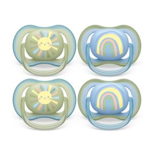 imagePhilips Avent Ultra Air Pacifier  4 x Light Breathable Baby Pacifiers for Babies Aged 06 Months BPA Free with Sterilizer Carry Case SCF08551Smiling Sun  Blue Rainbow