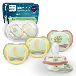 imagePhilips Avent Ultra Air Pacifier  4 x Light Breathable Baby Pacifiers for Babies Aged 18 Months Plus BPA Free with Sterilizer Carry Case Model SCF34925Pale Yellow