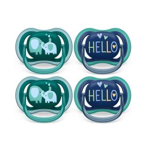 imagePhilips Avent Ultra Air Pacifier  4 x Light Breathable Baby Pacifiers for Babies Aged 18 Months Plus BPA Free with Sterilizer Carry Case Model SCF34925Opal Elephant  Blue Hello