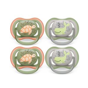 imagePhilips Avent Ultra Air Pacifier  4 x Light Breathable Baby Pacifiers for Babies Aged 618 Months BPA Free with Sterilizer Carry Case SCF08553Orange Turtle  Green Whale
