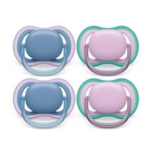imagePhilips Avent Ultra Air Pacifier  4 x Light Breathable Baby Pacifiers for Babies Aged 618 Months BPA Free with Sterilizer Carry Case SCF08553blue hush  lush lilac