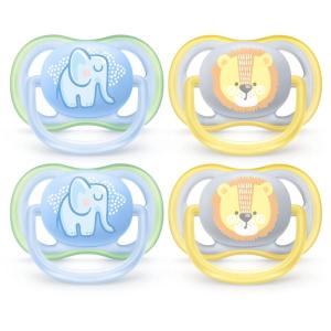 imagePhilips AVENT Ultra Air Pacifier 06 Months ElephantLion 4 Pack SCF085074 Count Pack of 1