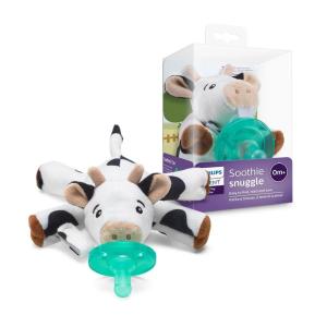 imagePhilips Avent Soothie Snuggle Pacifier Holder with Detachable Pacifier 0m Cow SCF34705