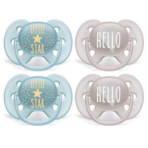 imagePhilips AVENT Ultra Soft Pacifier 618 months Blue and Grey 4 Pack SCF21140Little Star Hello