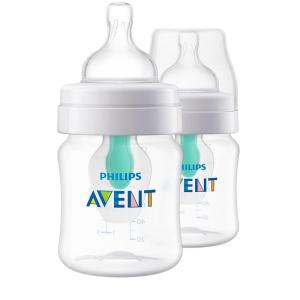 imagePhilips Avent AntiColic Baby Bottles 11oz with Flow 3 Nipples 3m 2pk Clear SCY10602Clear
