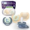 imagePhilips Avent Ultra Soft Day amp Night Pacifiers  for Babies 618 Months Glow in the Dark Symmetrical Silicone Nipple BPAFree Sterilizing Cases 4 Pack SCF09410