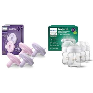 imageBundle of Philips Avent Soothie Baby Pacifiers 03 Months 4 Pack  Philips Avent Natural Glass Baby Bottles 4oz 4Pack